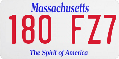 MA license plate 180FZ7