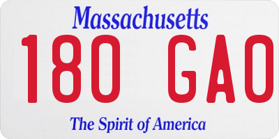 MA license plate 180GA0