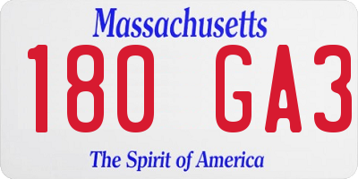 MA license plate 180GA3