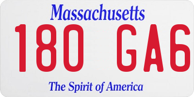 MA license plate 180GA6