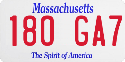 MA license plate 180GA7