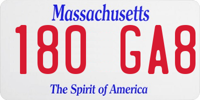 MA license plate 180GA8