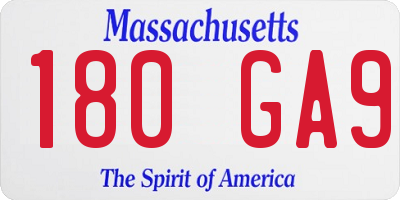 MA license plate 180GA9