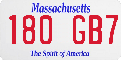MA license plate 180GB7
