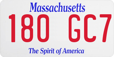 MA license plate 180GC7