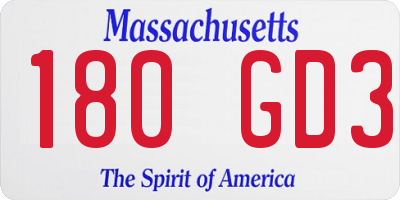 MA license plate 180GD3
