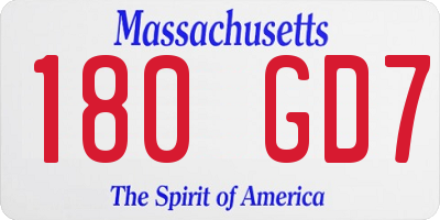 MA license plate 180GD7