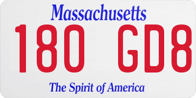 MA license plate 180GD8