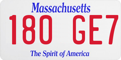 MA license plate 180GE7