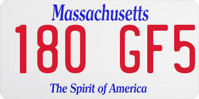 MA license plate 180GF5