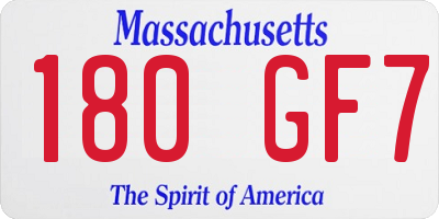 MA license plate 180GF7