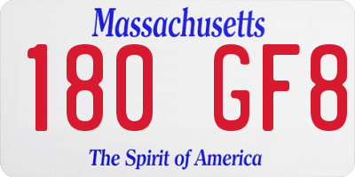 MA license plate 180GF8