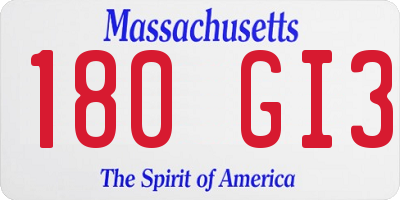MA license plate 180GI3