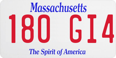 MA license plate 180GI4