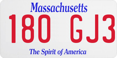 MA license plate 180GJ3