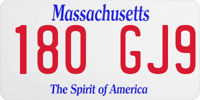 MA license plate 180GJ9