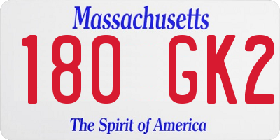MA license plate 180GK2