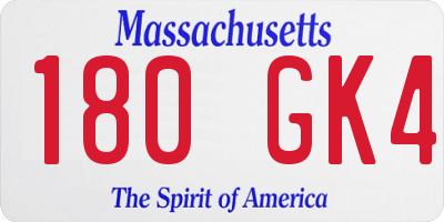 MA license plate 180GK4
