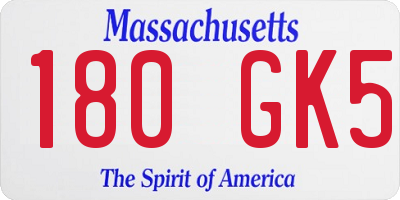 MA license plate 180GK5