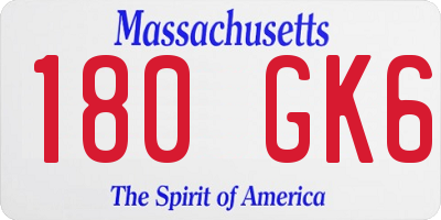 MA license plate 180GK6