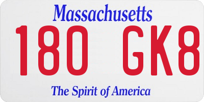 MA license plate 180GK8