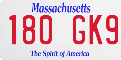 MA license plate 180GK9