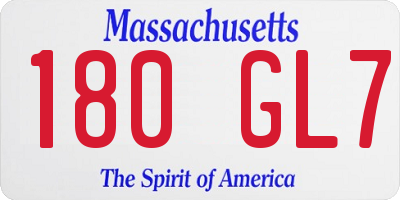 MA license plate 180GL7