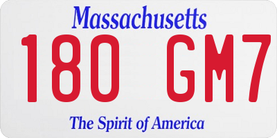 MA license plate 180GM7