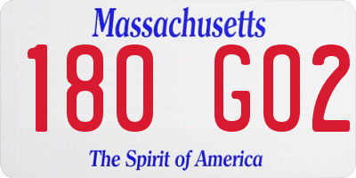 MA license plate 180GO2