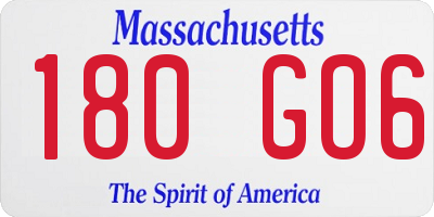 MA license plate 180GO6