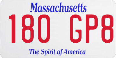 MA license plate 180GP8