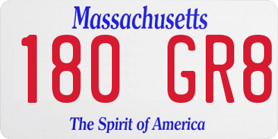 MA license plate 180GR8