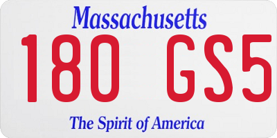 MA license plate 180GS5