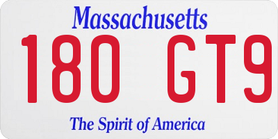 MA license plate 180GT9