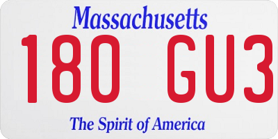 MA license plate 180GU3