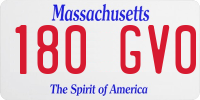 MA license plate 180GV0