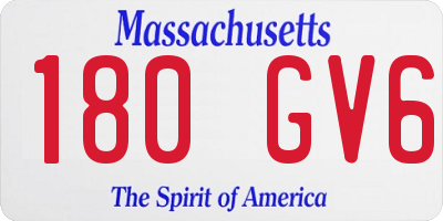 MA license plate 180GV6