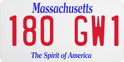 MA license plate 180GW1