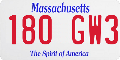 MA license plate 180GW3