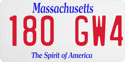 MA license plate 180GW4