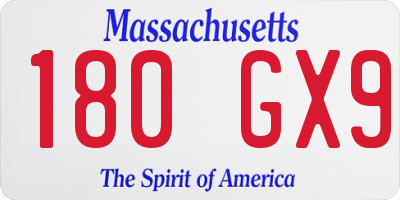 MA license plate 180GX9