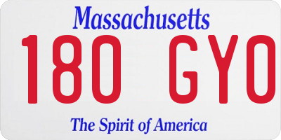 MA license plate 180GY0