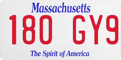 MA license plate 180GY9