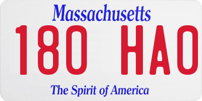 MA license plate 180HA0