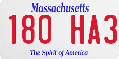 MA license plate 180HA3