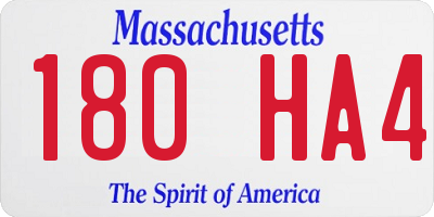 MA license plate 180HA4