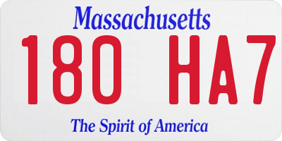 MA license plate 180HA7
