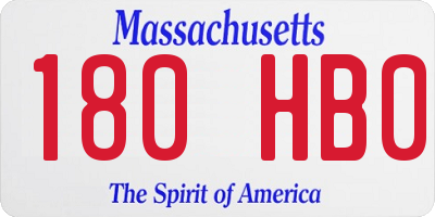 MA license plate 180HB0