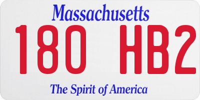 MA license plate 180HB2
