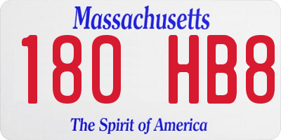 MA license plate 180HB8